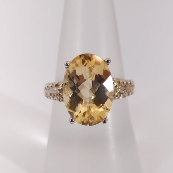 Citrine 5 Carats Ring Sterling Silver Size 7 - Picture 6 of 10